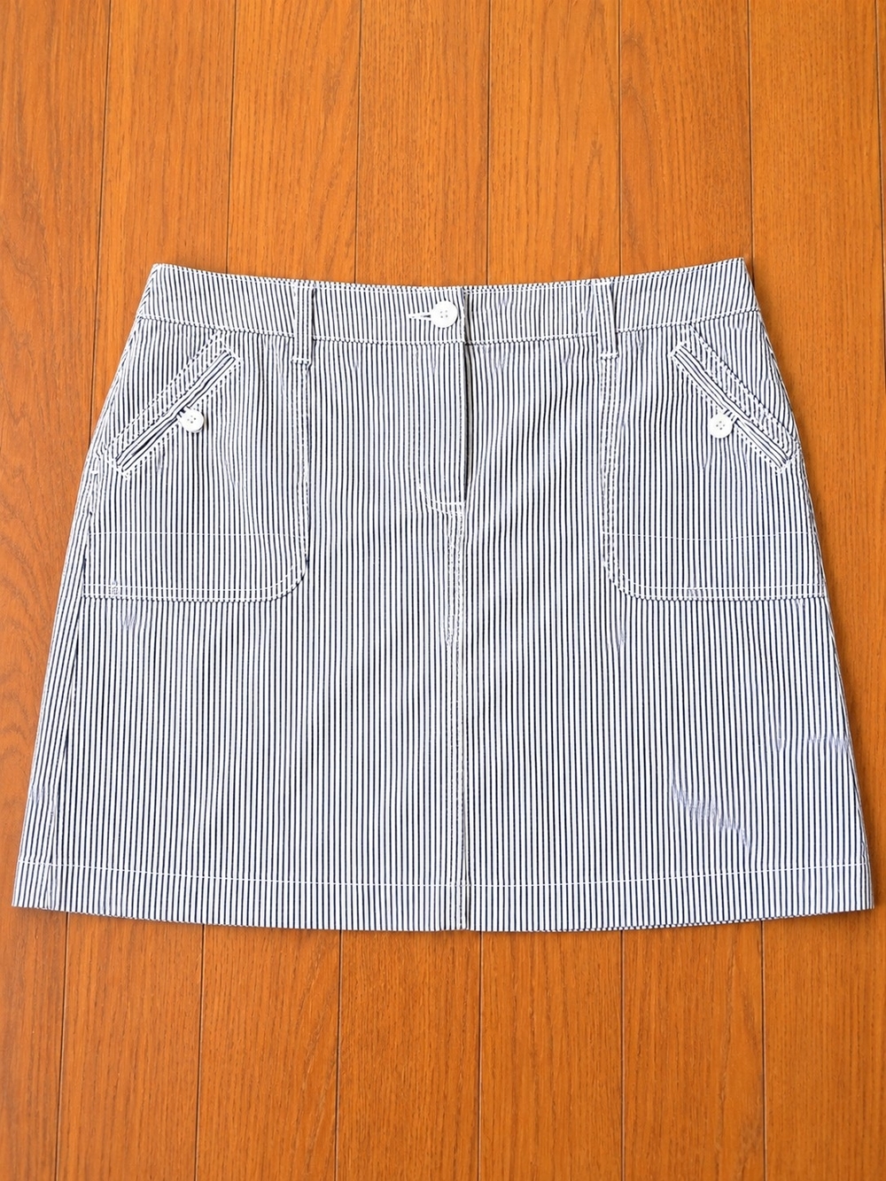 Karen Scott Womens Skirt Size 12 Black White Striped A-Line Casual Mini Skirt